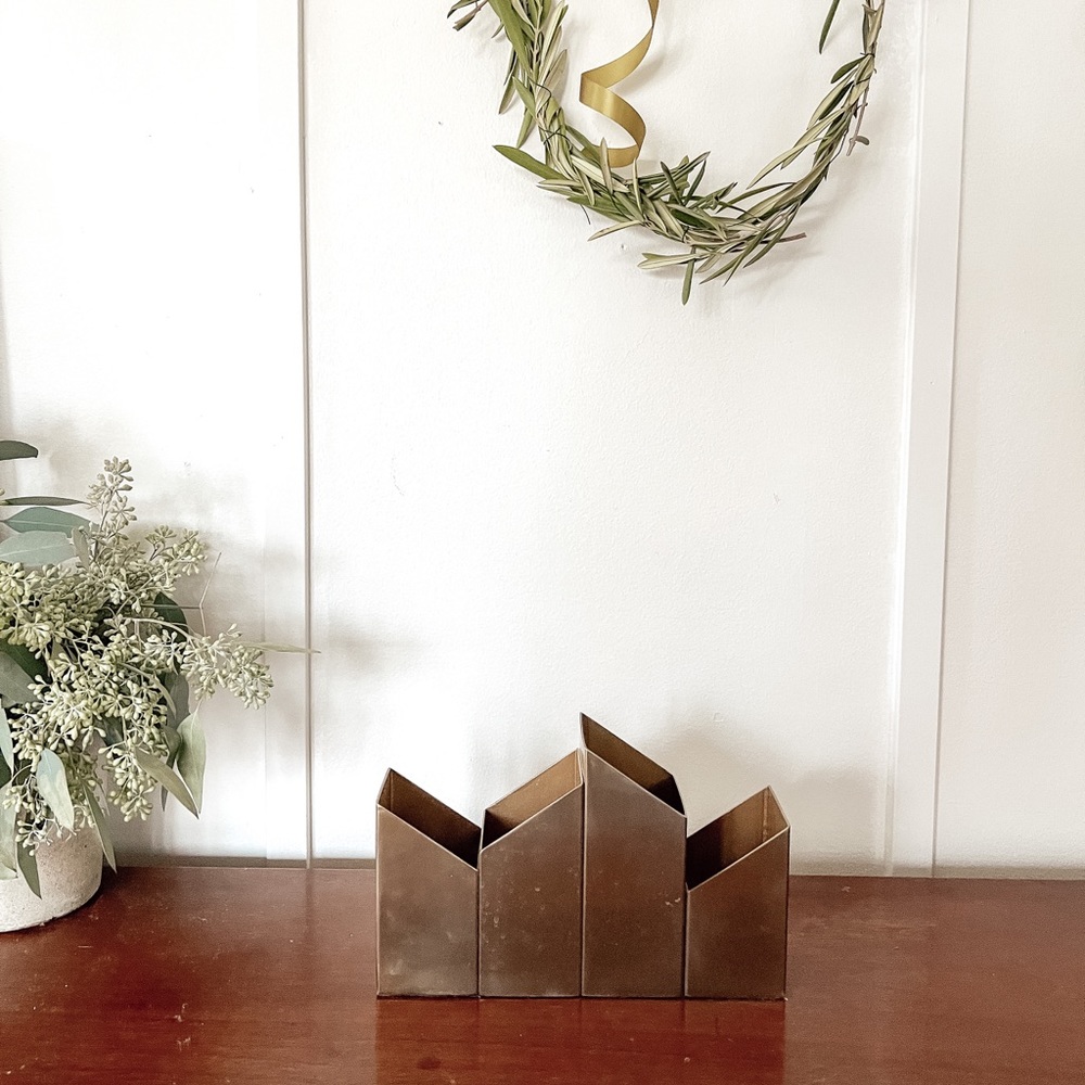 Modern brass pencil holder